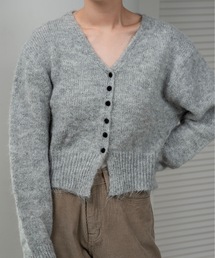 lawgy | fluffy accent button v neck cardigan / フラッフィーアクセントボタンvネックカーディガン(カーディガン/ボレロ)