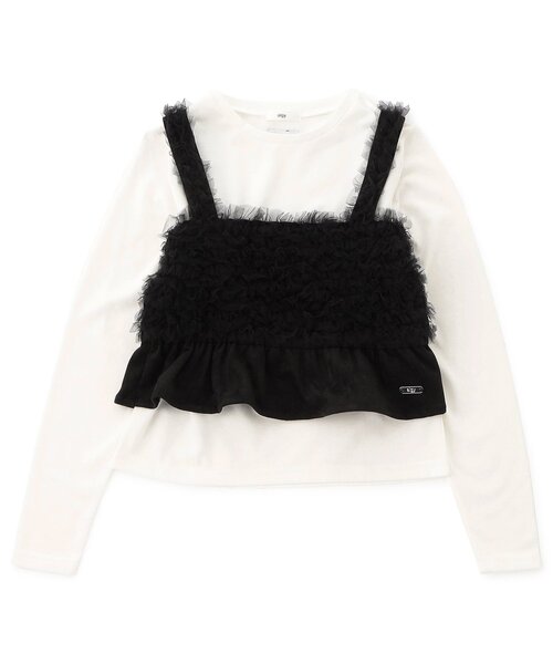 algy(アルジー)の「【セットアップ対応】スエードフリルキャミ&ロンTセット(Tシャツ/カットソー・キッズ・ブラック/ピンク・XX-SMALL/X-SMALL/SMALL/MEDIUM)」の6枚目の写真