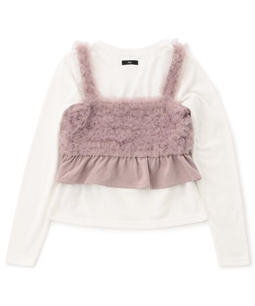 algy(アルジー)の「【セットアップ対応】スエードフリルキャミ&ロンTセット(Tシャツ/カットソー・キッズ・ブラック/ピンク・XX-SMALL/X-SMALL/SMALL/MEDIUM)」の12枚目の写真