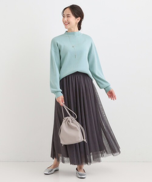 セール】【洗える/毛玉レス】表面がきれいなハイネックバックスリット