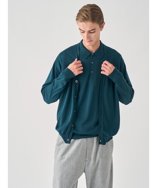 JOHN SMEDLEY（ジョンスメドレー）の「Ｖネック長袖ニットカーディガン（カーディガン/ボレロ・メンズ・ブルー系その他4/ブラウン系その他/グレー系その他/ブラック/チャコールグレー/グレー/ブルー系その他/オレンジ/ダークグレー/レッド系その他/グリーン/ダークネイビー・L/M/S/XL）」の7枚目の写真