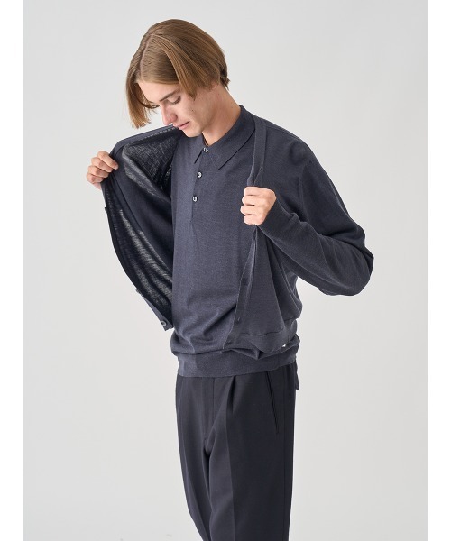 JOHN SMEDLEY（ジョンスメドレー）の「Ｖネック長袖ニットカーディガン（カーディガン/ボレロ・メンズ・ブルー系その他4/ブラウン系その他/グレー系その他/ブラック/チャコールグレー/グレー/ブルー系その他/オレンジ/ダークグレー/レッド系その他/グリーン/ダークネイビー・L/M/S/XL）」の13枚目の写真