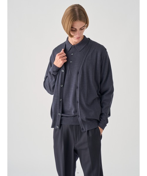 JOHN SMEDLEY（ジョンスメドレー）の「Ｖネック長袖ニットカーディガン（カーディガン/ボレロ・メンズ・ブルー系その他4/ブラウン系その他/グレー系その他/ブラック/チャコールグレー/グレー/ブルー系その他/オレンジ/ダークグレー/レッド系その他/グリーン/ダークネイビー・L/M/S/XL）」の15枚目の写真