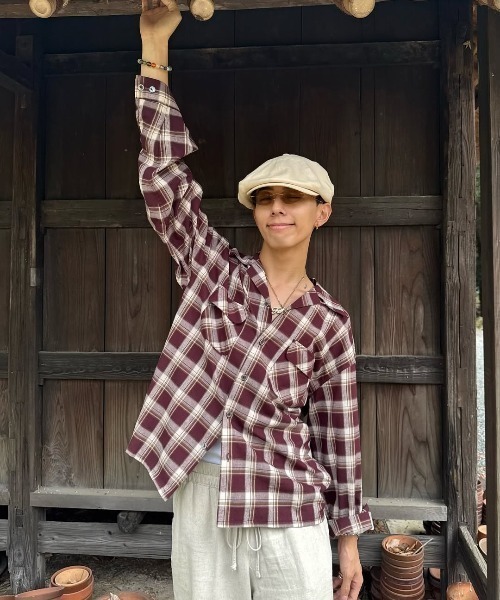 TOWNCRAFT(タウンクラフト)の「TOWN CRAFT タウンクラフト / 50'S LOOP COLLAR SHIRT 安福陽生コラボアイテム(シャツ/ブラウス・メンズ・ピンク/ブラック/ワイン・M/L)」の19枚目の写真
