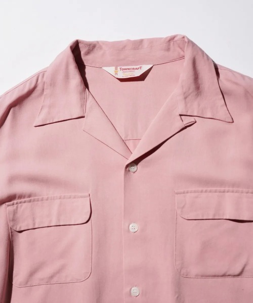 TOWNCRAFT(タウンクラフト)の「TOWN CRAFT タウンクラフト / 50'S LOOP COLLAR SHIRT 安福陽生コラボアイテム(シャツ/ブラウス・メンズ・ピンク/ブラック/ワイン・M/L)」の4枚目の写真