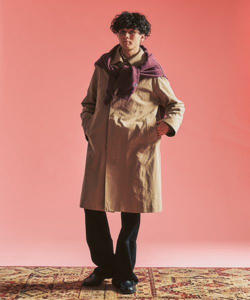 417 EDIFICE（フォーワンセブンエディフィス）の「【MOONLIGHT CLOTHING】 Balmacaan coat / バルマカーンコート（ステンカラーコート・メンズ・ベージュ・MEDIUM/LARGE）」の12枚目の写真