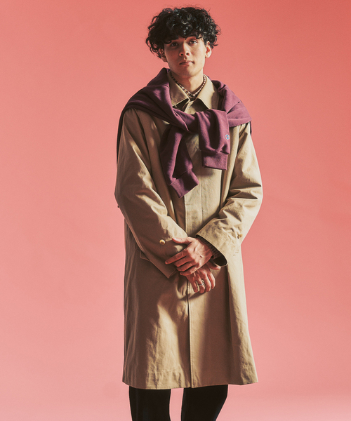 417 EDIFICE（フォーワンセブンエディフィス）の「【MOONLIGHT CLOTHING】 Balmacaan coat / バルマカーンコート（ステンカラーコート・メンズ・ベージュ・MEDIUM/LARGE）」の14枚目の写真