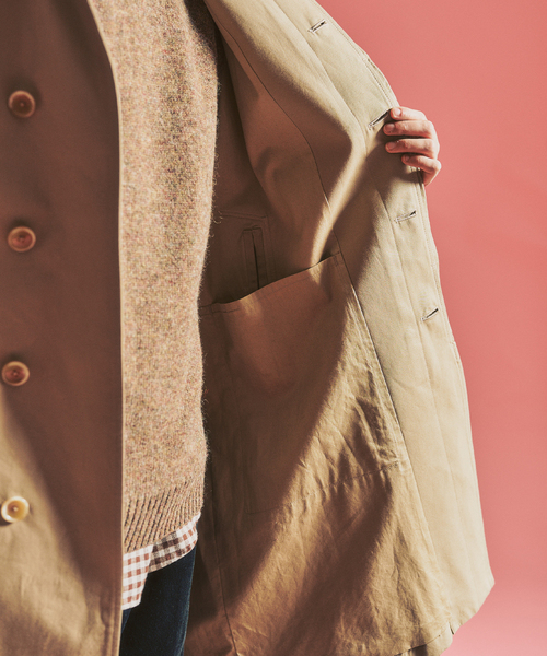 417 EDIFICE（フォーワンセブンエディフィス）の「【MOONLIGHT CLOTHING】 Balmacaan coat / バルマカーンコート（ステンカラーコート・メンズ・ベージュ・MEDIUM/LARGE）」の15枚目の写真