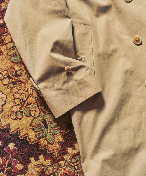 417 EDIFICE（フォーワンセブンエディフィス）の「【MOONLIGHT CLOTHING】 Balmacaan coat / バルマカーンコート（ステンカラーコート・メンズ・ベージュ・MEDIUM/LARGE）」の19枚目の写真