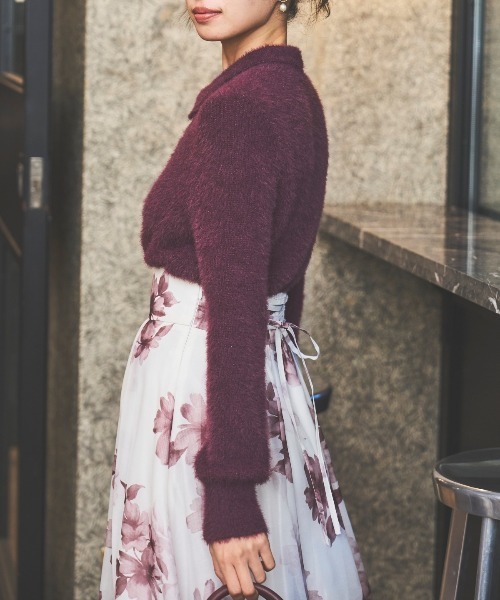 SWINGLE（スウィングル）の「襟付きラメカーディガン（カーディガン/ボレロ・レディース・チャコールグレー/ダークブラウン/オフホワイト/ボルドー・FREE）」の8枚目の写真