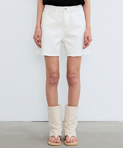 CUTTING NATURAL HALF DENIM PANTS_IVORY