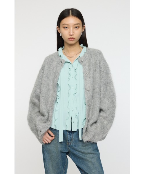 MOUSSY（マウジー）の「ALPACA MIX カーディガン（カーディガン/ボレロ・レディース・アイボリー/ミント/ライトグレー・FREE）」の4枚目の写真