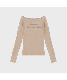 Cursive Mesh Top - Beige