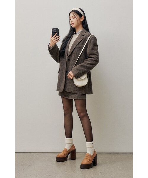 MUSINSA STANDARD WOMAN（ムシンサスタンダードウーマン）の「ウィメンズウールブレンドツイードミニスカート[ブラウン]（スカート・レディース・その他・SMALL/MEDIUM/LARGE/X-SMALL）」の10枚目の写真
