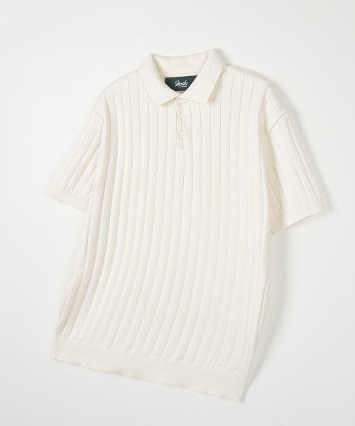 NODU（ノードユー）の「カラーロングリブポロ半袖ニット [アイボリー]（ポロシャツ・メンズ・その他・MEDIUM/LARGE）」の5枚目の写真
