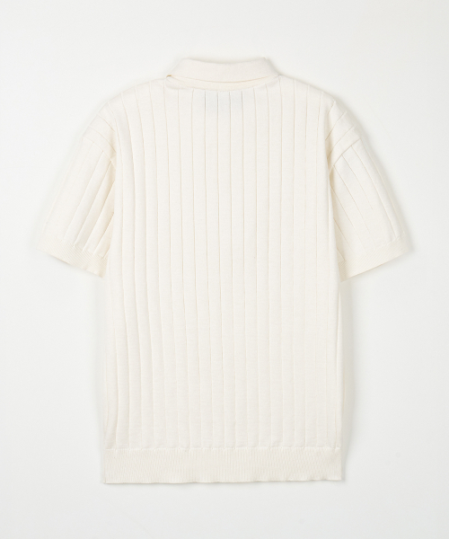 NODU（ノードユー）の「カラーロングリブポロ半袖ニット [アイボリー]（ポロシャツ・メンズ・その他・MEDIUM/LARGE）」の7枚目の写真