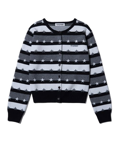 YOUHEE（ユヒ）の「STAR STRIPE CARDIGAN BLACK（ニット/セーター・レディース・その他・FREE）」の2枚目の写真