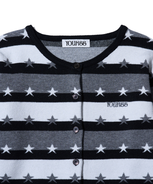 YOUHEE（ユヒ）の「STAR STRIPE CARDIGAN BLACK（ニット/セーター・レディース・その他・FREE）」の4枚目の写真