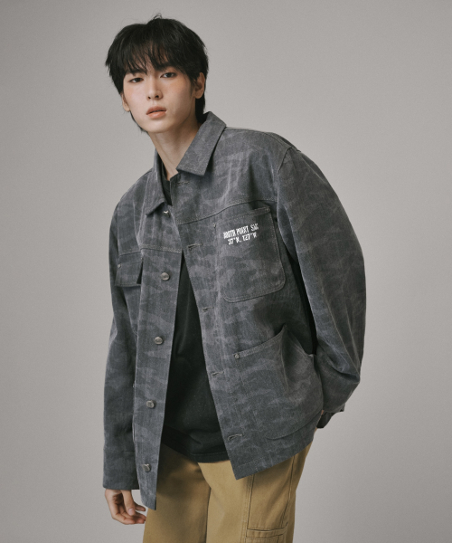 Verdnt（バーダント）の「カモヘリンボーンワークジャケット[チャコール]（デニムジャケット・レディース・その他・SMALL/MEDIUM/LARGE）」の3枚目の写真