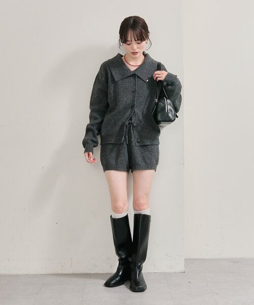 mystic（ミスティック）の「【今すぐお届け可能！柔らかい素材で着心地◎】襟付きプレートニットカーディガン（カーディガン/ボレロ・レディース・アイボリー/グレー/ベージュ・FREE）」の19枚目の写真