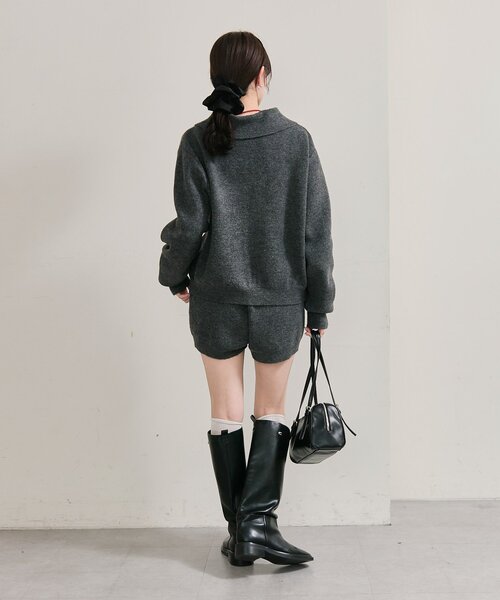 mystic（ミスティック）の「【今すぐお届け可能！柔らかい素材で着心地◎】襟付きプレートニットカーディガン（カーディガン/ボレロ・レディース・アイボリー/グレー/ベージュ・FREE）」の20枚目の写真