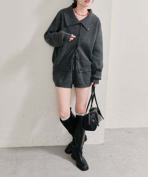 mystic（ミスティック）の「【今すぐお届け可能！柔らかい素材で着心地◎】襟付きプレートニットカーディガン（カーディガン/ボレロ・レディース・アイボリー/グレー/ベージュ・FREE）」の21枚目の写真