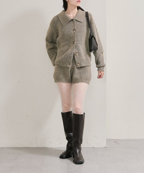 mystic（ミスティック）の「【今すぐお届け可能！柔らかい素材で着心地◎】襟付きプレートニットカーディガン（カーディガン/ボレロ・レディース・アイボリー/グレー/ベージュ・FREE）」の9枚目の写真