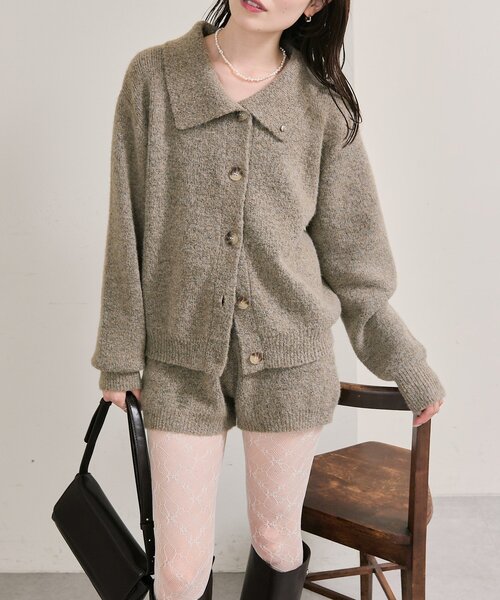 mystic（ミスティック）の「【今すぐお届け可能！柔らかい素材で着心地◎】襟付きプレートニットカーディガン（カーディガン/ボレロ・レディース・アイボリー/グレー/ベージュ・FREE）」の13枚目の写真