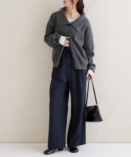 今すぐお届け可能！柔らかい素材で着心地◎】襟付きプレートニット