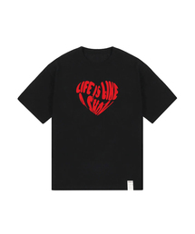 GRAVER（グレーバー）の「[UNISEX] BIG LIFE LOGO HEART SMILE SHORT SLEEVE T-SHIRT_BLACK（Tシャツ/カットソー・メンズ）」
