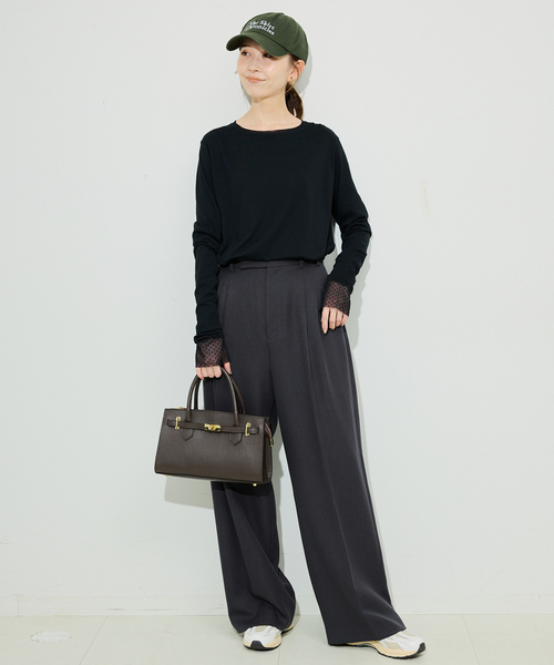 SLOBE IENA（スローブイエナ）の「《追加3》レイヤードフロッキードットスリーブロンTEE（Tシャツ/カットソー・レディース・ホワイト/ブラック・FREE）」の3枚目の写真