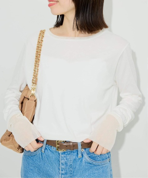 SLOBE IENA（スローブイエナ）の「《追加3》レイヤードフロッキードットスリーブロンTEE（Tシャツ/カットソー・レディース・ホワイト/ブラック・FREE）」の16枚目の写真