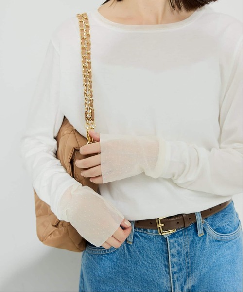 SLOBE IENA（スローブイエナ）の「《追加3》レイヤードフロッキードットスリーブロンTEE（Tシャツ/カットソー・レディース・ホワイト/ブラック・FREE）」の18枚目の写真