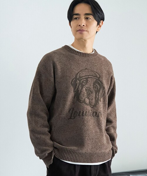 coen（コーエン）の「モールドッグジャガードニット【Youtube紹介アイテム】（ニット/セーター・メンズ・ナチュラル/ダークブラウン/ダークグレー/ロイヤルブルー・S/M/L/XL）」の3枚目の写真