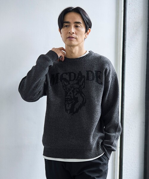 coen（コーエン）の「モールドッグジャガードニット【Youtube紹介アイテム】（ニット/セーター・メンズ・ナチュラル/ダークブラウン/ダークグレー/ロイヤルブルー・S/M/L/XL）」の5枚目の写真