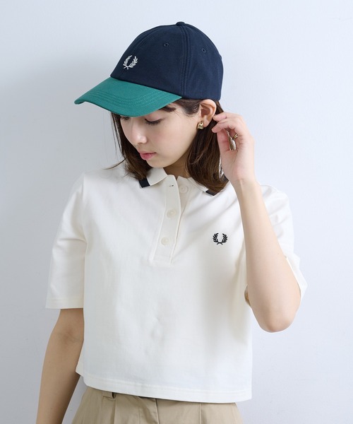 FRED PERRY(フレッドペリー)の「【FRED PERRY】BLOCKED PIQUE CLASSIC CAP HW2303/ブロックド ピケ クラシック キャップ(キャップ・レディース・ホワイト/ネイビー/バーガンディー・FREE)」の9枚目の写真