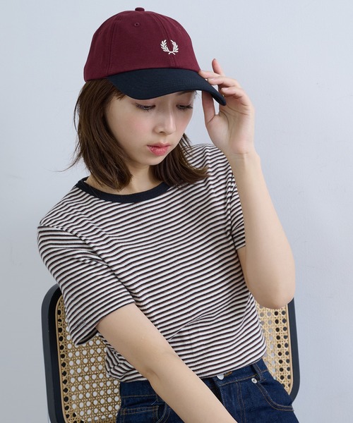 FRED PERRY(フレッドペリー)の「【FRED PERRY】BLOCKED PIQUE CLASSIC CAP HW2303/ブロックド ピケ クラシック キャップ(キャップ・レディース・ホワイト/ネイビー/バーガンディー・FREE)」の8枚目の写真
