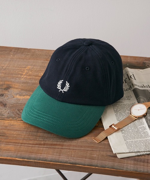 FRED PERRY(フレッドペリー)の「【FRED PERRY】BLOCKED PIQUE CLASSIC CAP HW2303/ブロックド ピケ クラシック キャップ(キャップ・レディース・ホワイト/ネイビー/バーガンディー・FREE)」の14枚目の写真