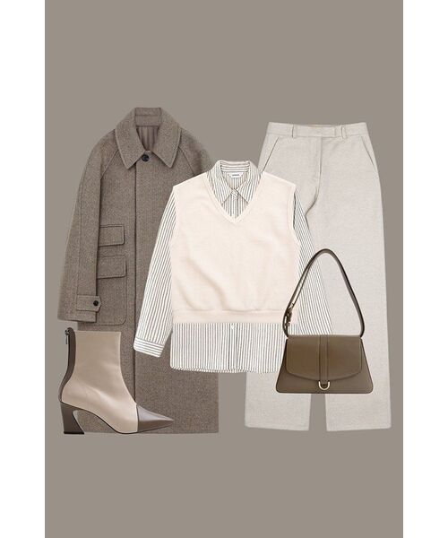 SIYAZU（シヤジュ）の「SIPT7021 Double Weave Long wide SL_Ash beige（スラックス・レディース・ベージュ・LARGE/MEDIUM/SMALL/X-SMALL/S-Short/M-Short）」の3枚目の写真
