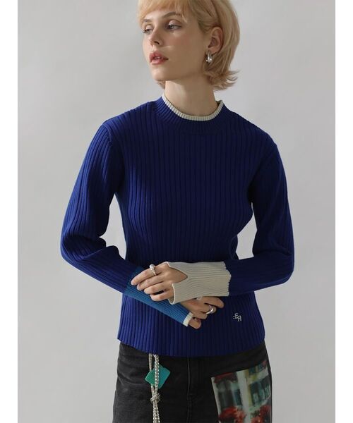 セール】BI-COLOR HIGH-NECK RIB KNIT（ニット/セーター）｜:ETHROF