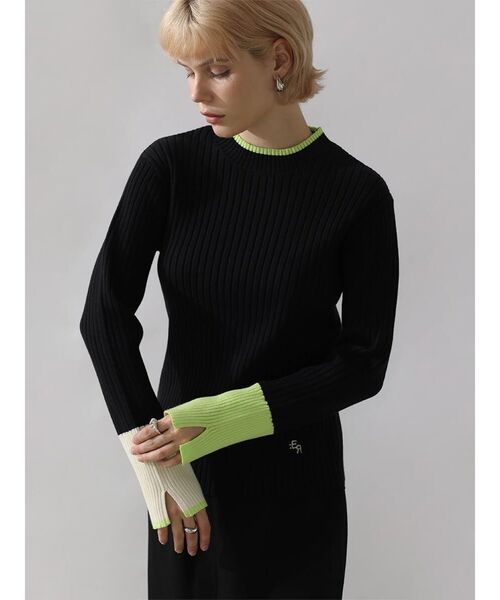 セール】BI-COLOR HIGH-NECK RIB KNIT（ニット/セーター）｜:ETHROF