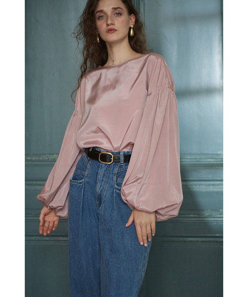 Estella.K(エステラケー)の「Joplin Sheer Blouse ボリュームスリーブBL(シャツ/ブラウス・レディース・オフホワイト/ブラック/モーブ系・FREE)」の1枚目の写真