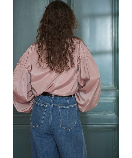 Estella.K(エステラケー)の「Joplin Sheer Blouse ボリュームスリーブBL(シャツ/ブラウス・レディース・オフホワイト/ブラック/モーブ系・FREE)」の4枚目の写真