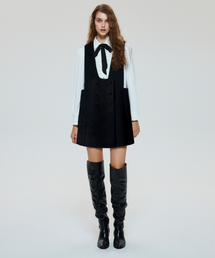 UNTAGE（アンテージ）の「ウールトラペーズミニワンピースドレス(ブラック)_UWS-SS22（ワンピース）」
