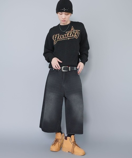 SPINNS（スピンズ）の「短丈モヘアライクジャガードニット/レインボー刺繍ロゴ（ニット/セーター・メンズ・ブラック/ネイビー/グリーン・ONESIZE）」の5枚目の写真