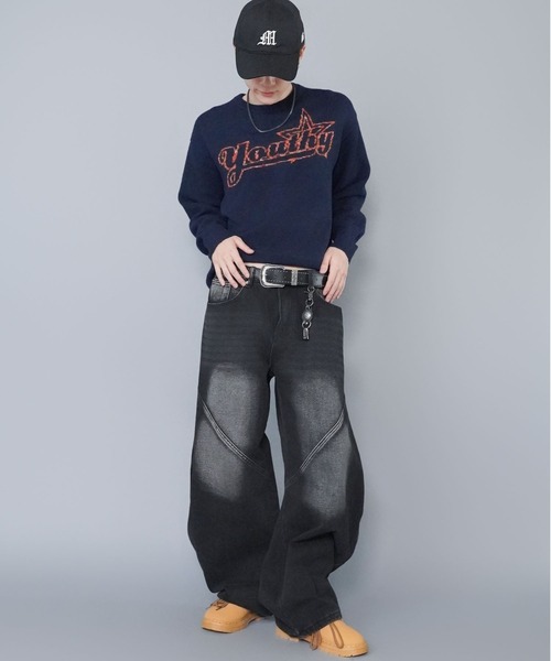 SPINNS（スピンズ）の「短丈モヘアライクジャガードニット/レインボー刺繍ロゴ（ニット/セーター・メンズ・ブラック/ネイビー/グリーン・ONESIZE）」の15枚目の写真