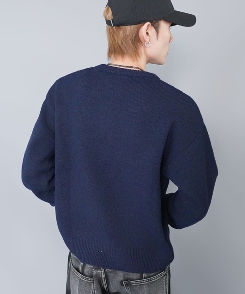 SPINNS（スピンズ）の「短丈モヘアライクジャガードニット/レインボー刺繍ロゴ（ニット/セーター・メンズ・ブラック/ネイビー/グリーン・ONESIZE）」の10枚目の写真