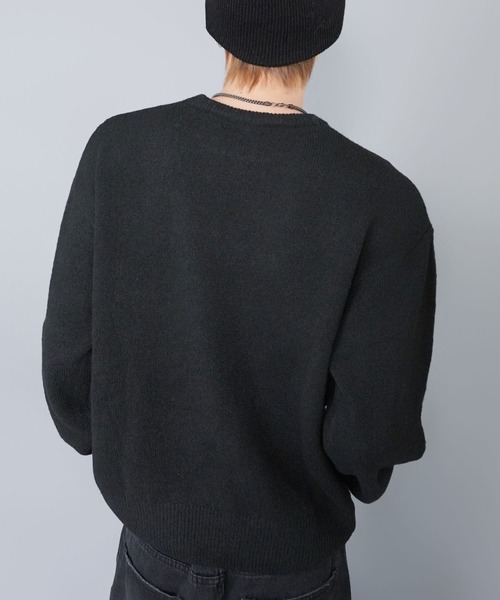 SPINNS（スピンズ）の「短丈モヘアライクジャガードニット/レインボー刺繍ロゴ（ニット/セーター・メンズ・ブラック/ネイビー/グリーン・ONESIZE）」の19枚目の写真