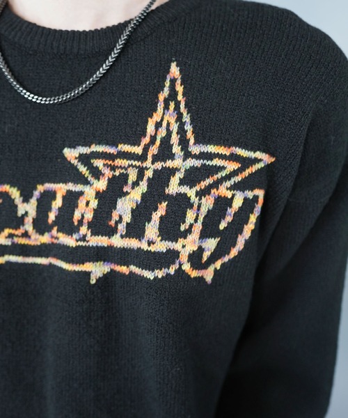 SPINNS（スピンズ）の「短丈モヘアライクジャガードニット/レインボー刺繍ロゴ（ニット/セーター・メンズ・ブラック/ネイビー/グリーン・ONESIZE）」の20枚目の写真