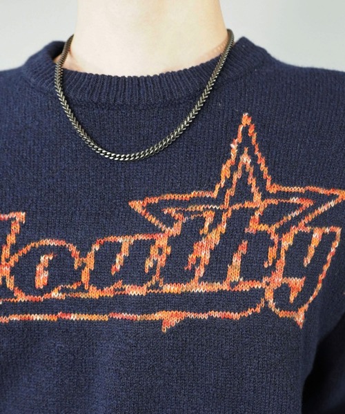 SPINNS（スピンズ）の「短丈モヘアライクジャガードニット/レインボー刺繍ロゴ（ニット/セーター・メンズ・ブラック/ネイビー/グリーン・ONESIZE）」の11枚目の写真